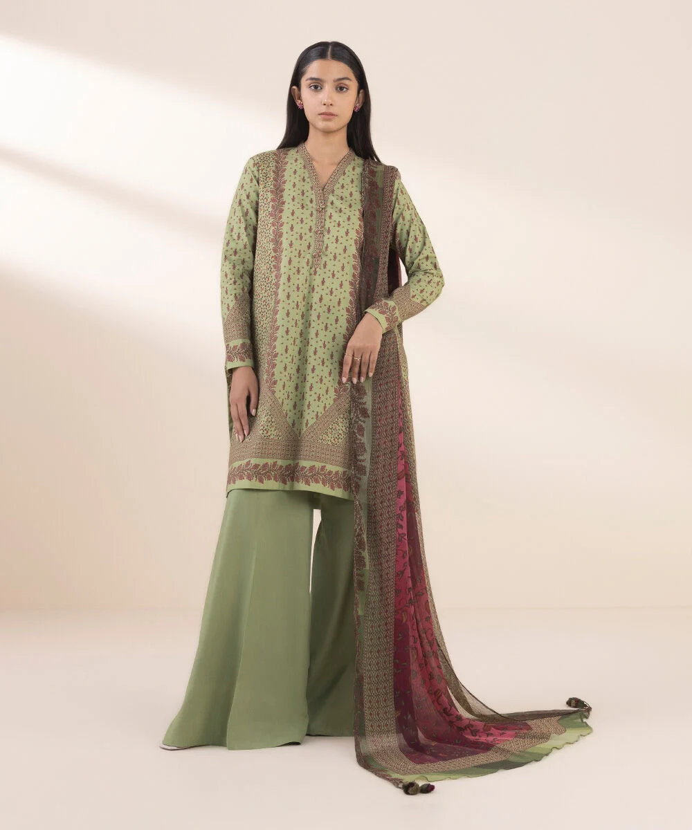 3 Piece - Printed Cotton Suit